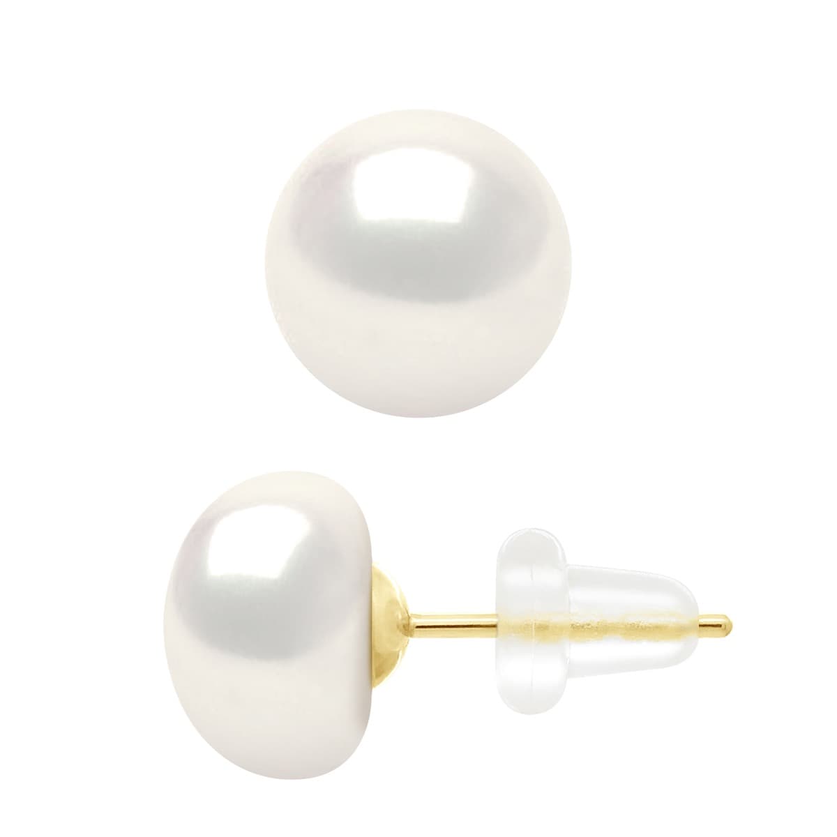 Boucles d'Oreilles Véritables Perles de Culture d'Eau Douce 8-9 mm — Or Jaune 375 Millièmes 1