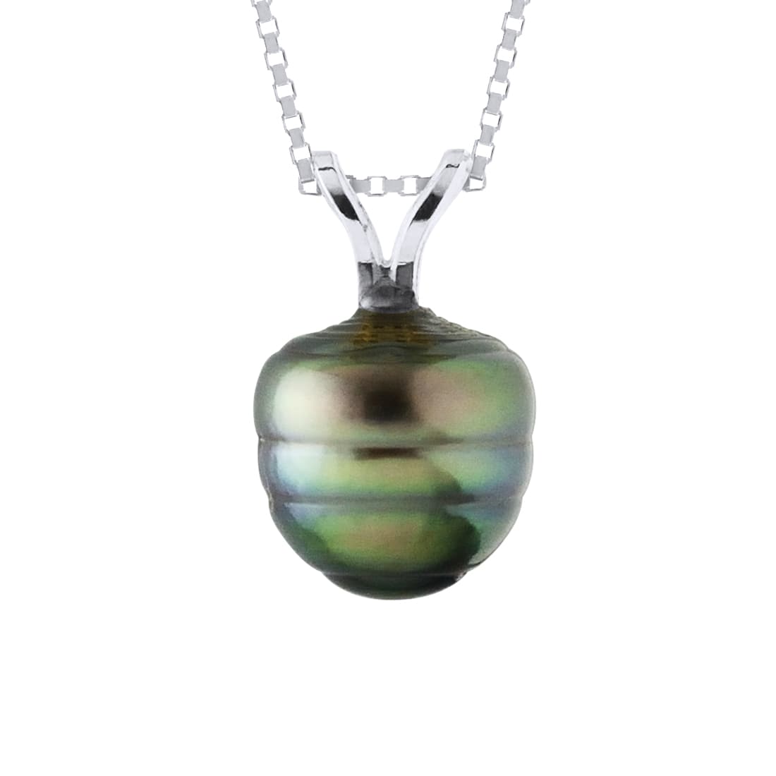 Pendentif Bélière Véritable Perle de Tahiti Cerclée 8-9 mm — Or Jaune 375 Millièmes 1