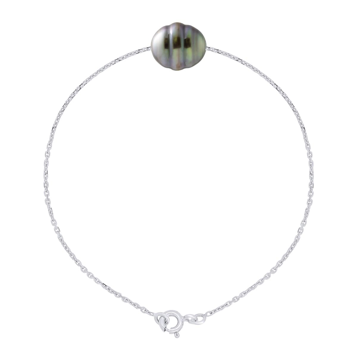 Bracelet Véritable Perle de Tahiti Cerclée 10-11 mm — Or Blanc 375 Millièmes — 18 cm 1