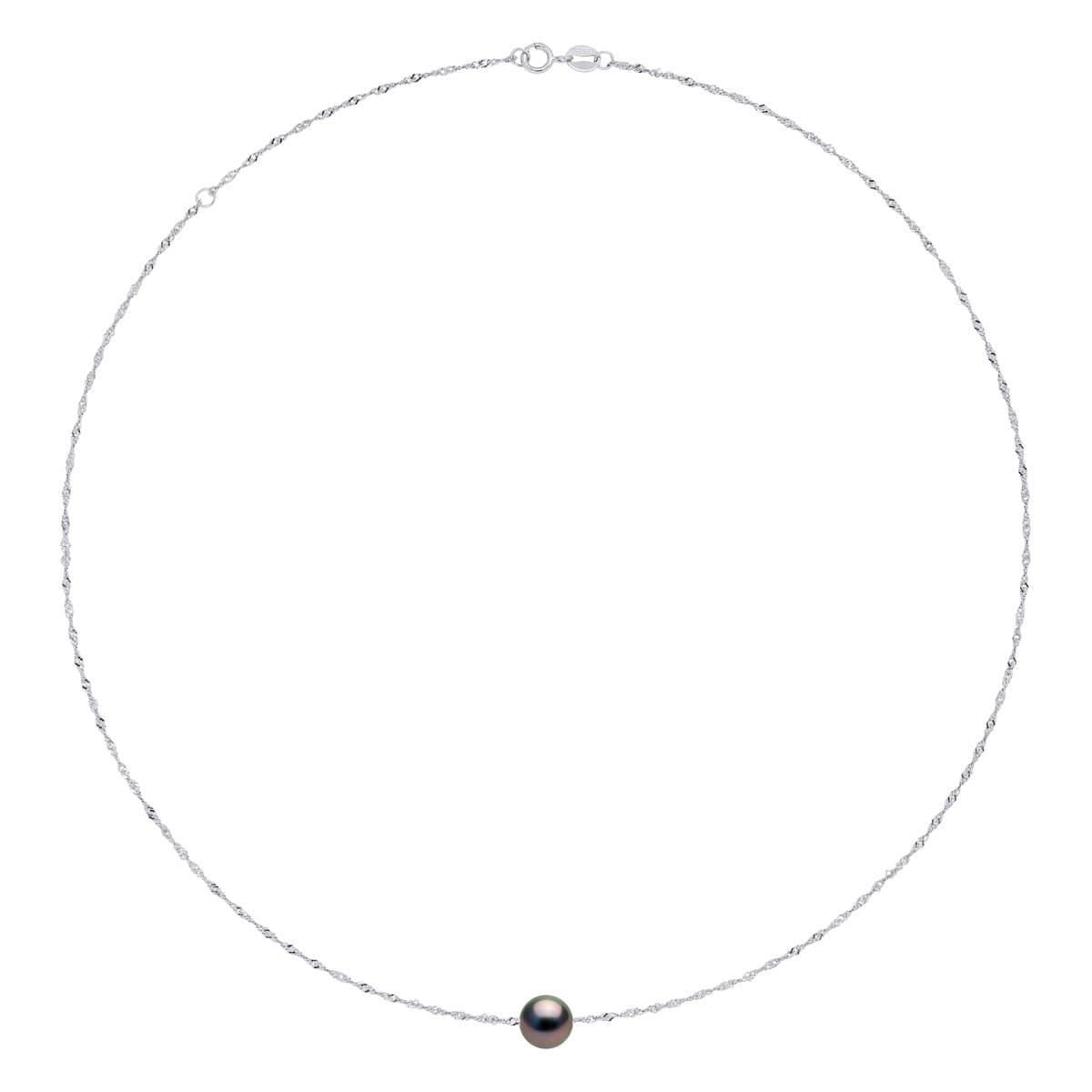 Collier Véritable Perle de Tahiti Ronde 8-9 mm — Or Blanc 375 Millièmes — 42 cm 2