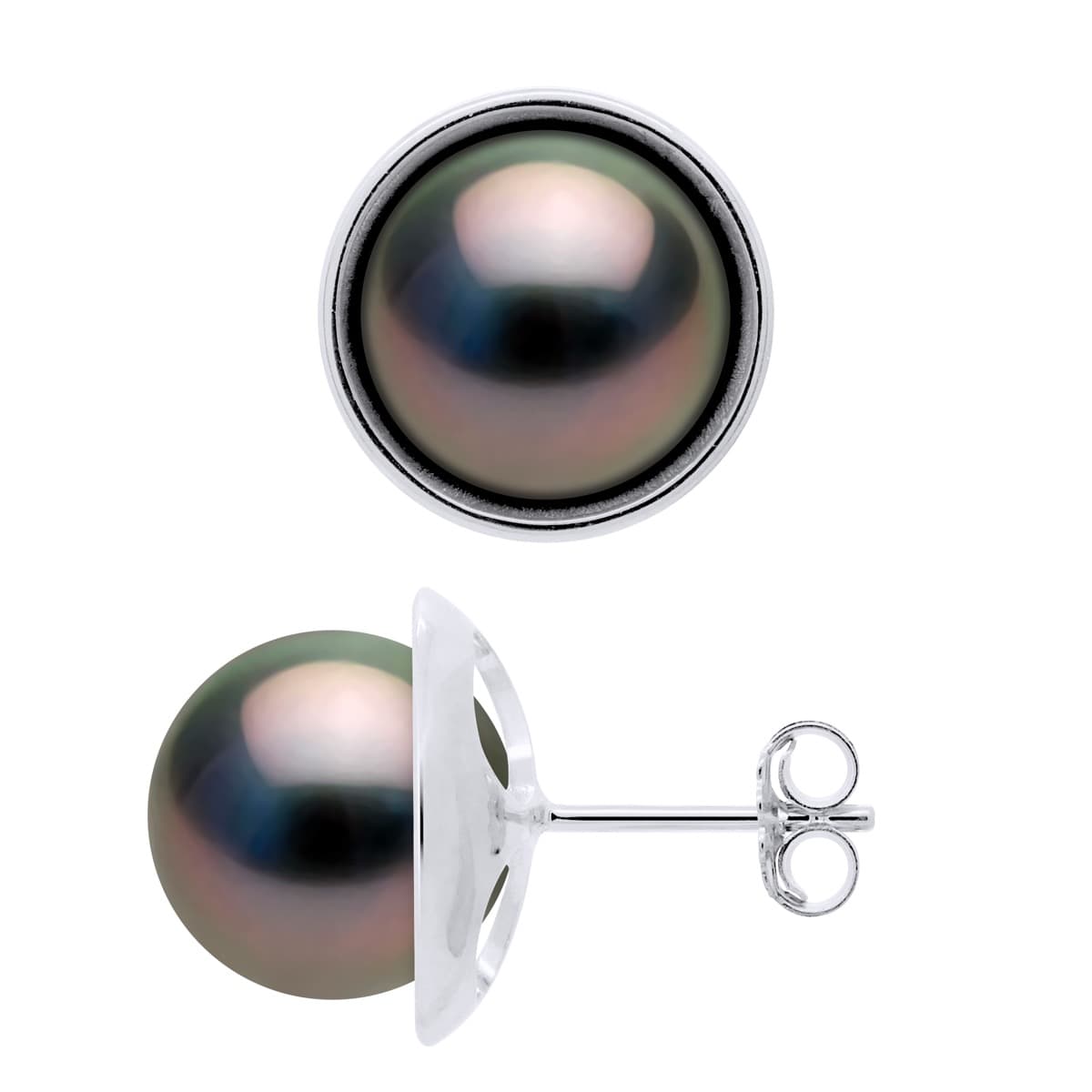 Boucles d'Oreilles Véritables Perles de Tahiti Rondes 9-10 mm — Or Jaune 375 Millièmes 1
