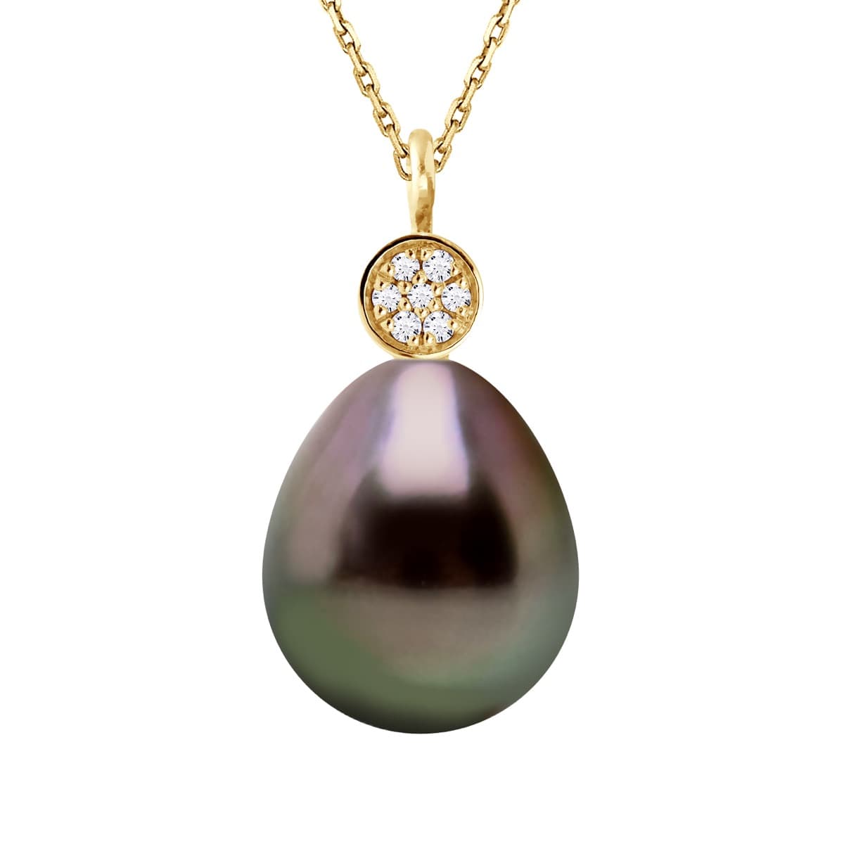 Collier Véritable Perle de Tahiti Poire 9-10 mm — Or Jaune 375 Millièmes — 42 cm 1