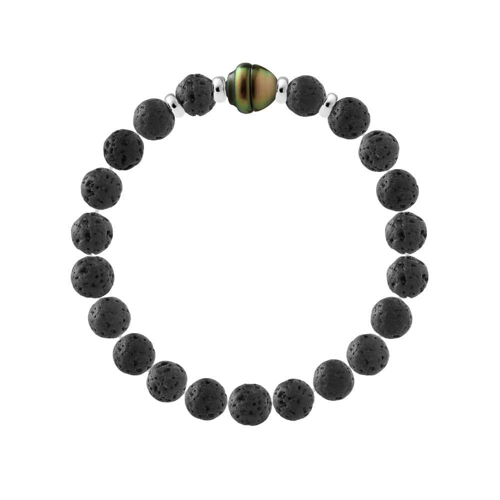 Bracelet Véritable Perle de Tahiti Cerclée 9-10 mm — Argent 925 Millièmes — 19 cm — Homme 1