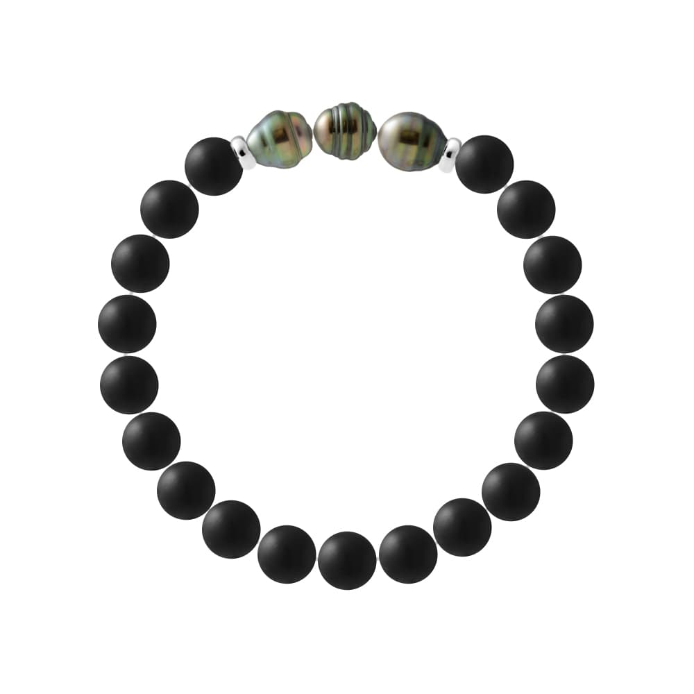 Bracelet Véritables Perles de Tahiti Cerclées 8-9 mm — Argent 925 Millièmes — 19 cm — Homme 1
