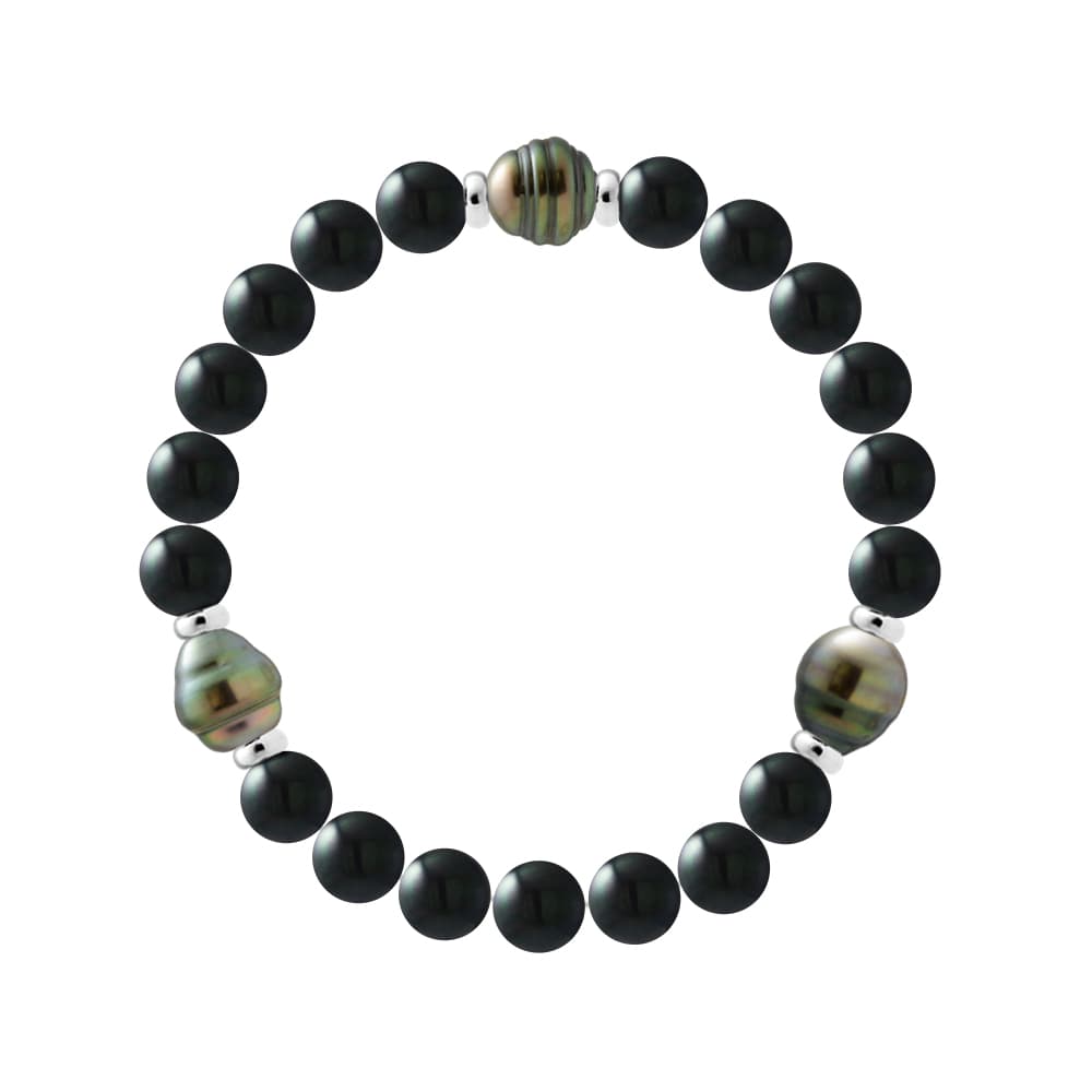 Bracelet Véritables Perles de Tahiti Cerclées 8-9 mm — Argent 925 Millièmes — 21 cm — Homme 1