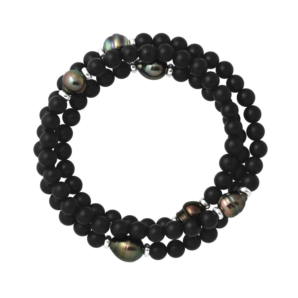 Bracelet Véritables Perles de Tahiti Cerclées 8-9 mm — Argent 925 Millièmes — 60 cm — Homme 2