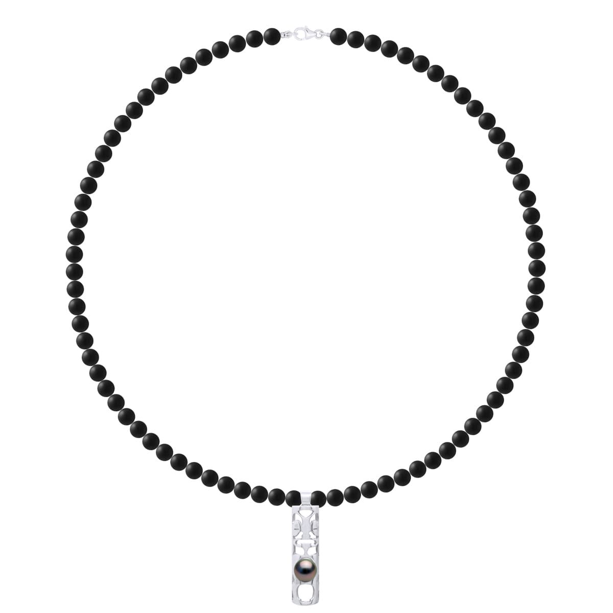 Collier Perles de Tahiti Rondes 8-9 mm — Argent 925 Millièmes — 50 cm — Homme 2