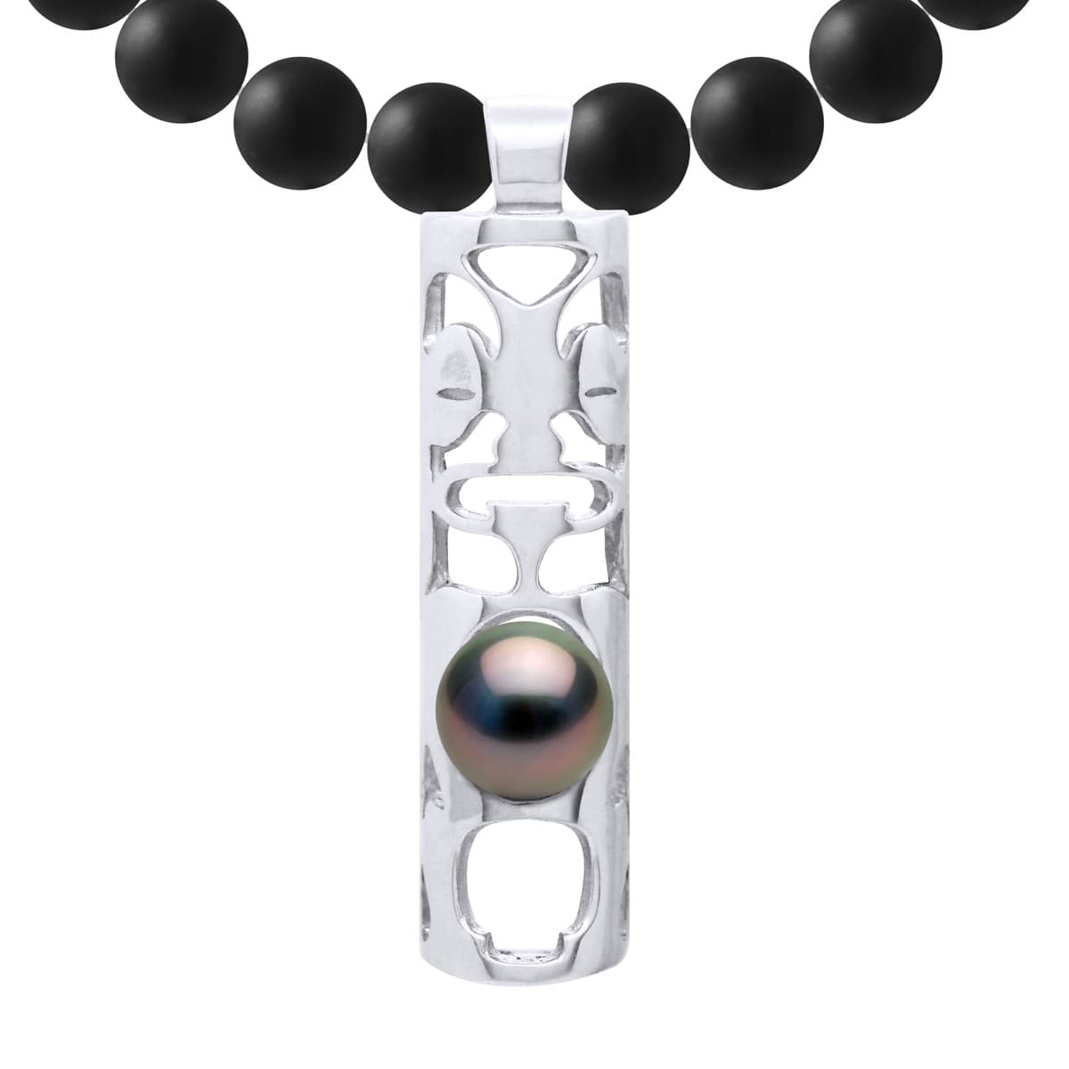 Collier Perles de Tahiti Rondes 8-9 mm — Argent 925 Millièmes — 55 cm — Homme 1