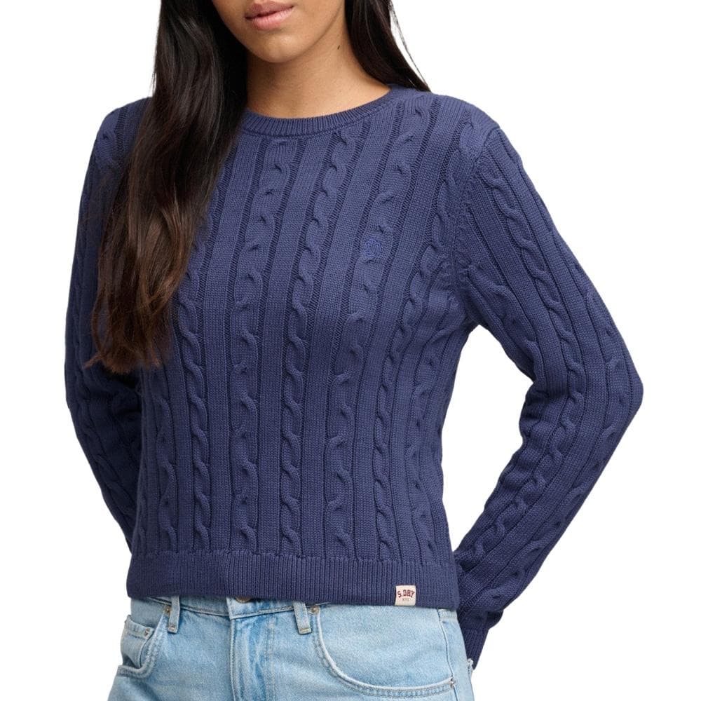 Pull Bleu Femme Superdry Essentials Cable Jumper 1