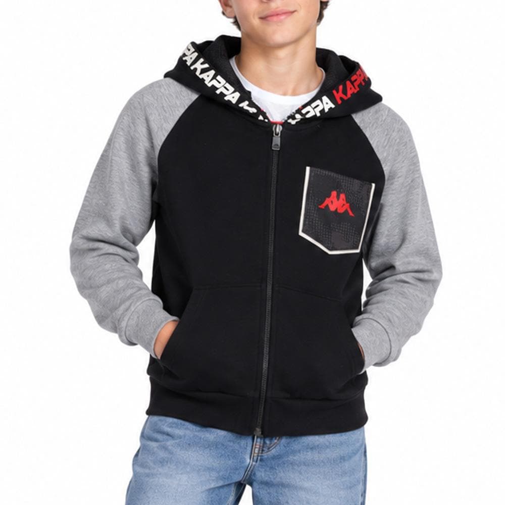 Sweat zippé à capuche Noir Garçon Kappa Athentic 1