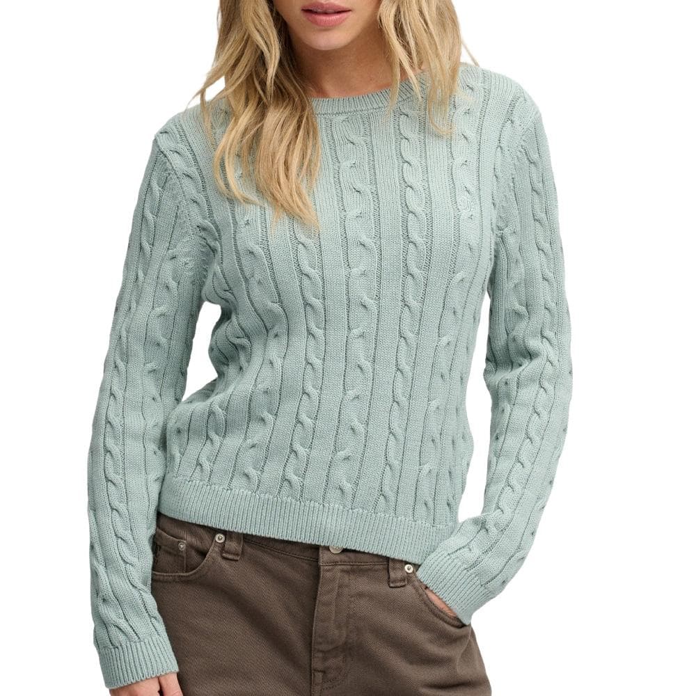 Pull Vert d'Eau Femme Superdry Essentials Cable Jumper 1