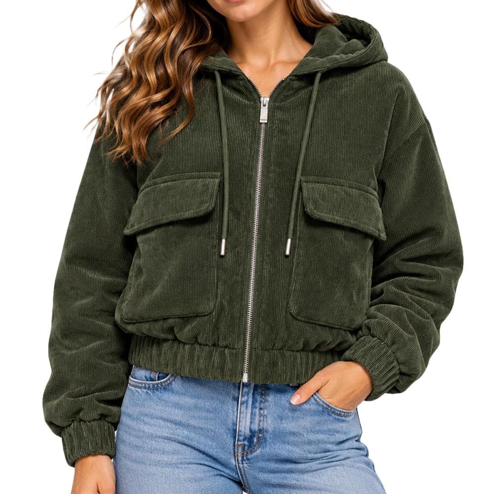 Blouson Kaki Femme Only Corduroy 1