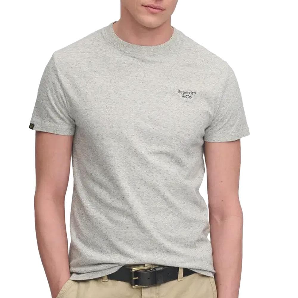 T-Shirt Gris Clair Homme Superdry Essential Serif 1