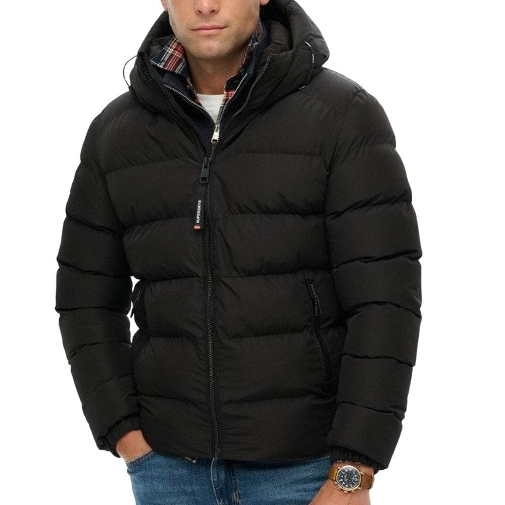 Doudoune Noire Mat Homme Superdry Hooded 1