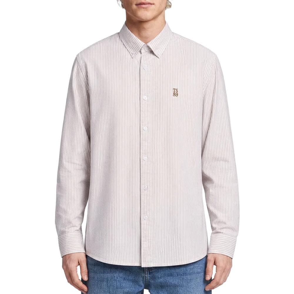 Chemise Rayures Beige/Blanche Homme Teddy Smith Stanley 1