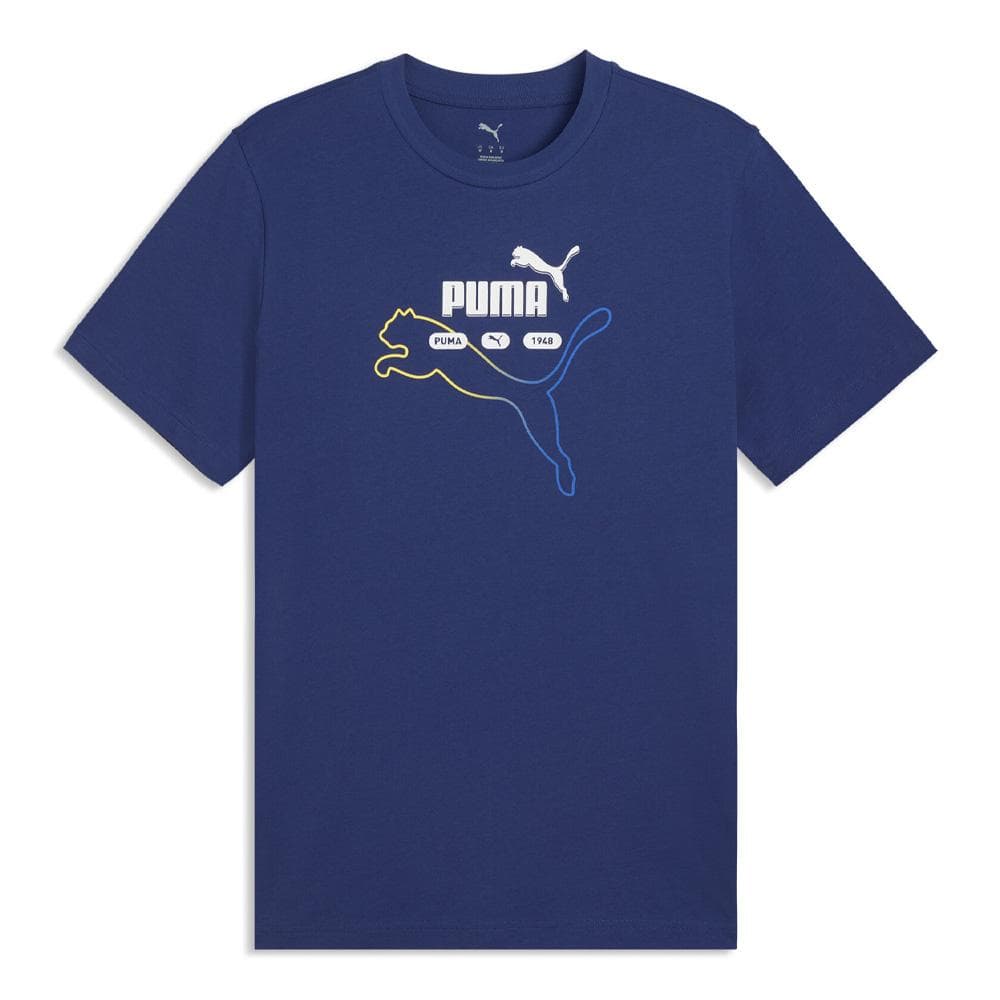 T-Shirt Bleu Logo Graphique Homme Puma Summer 1