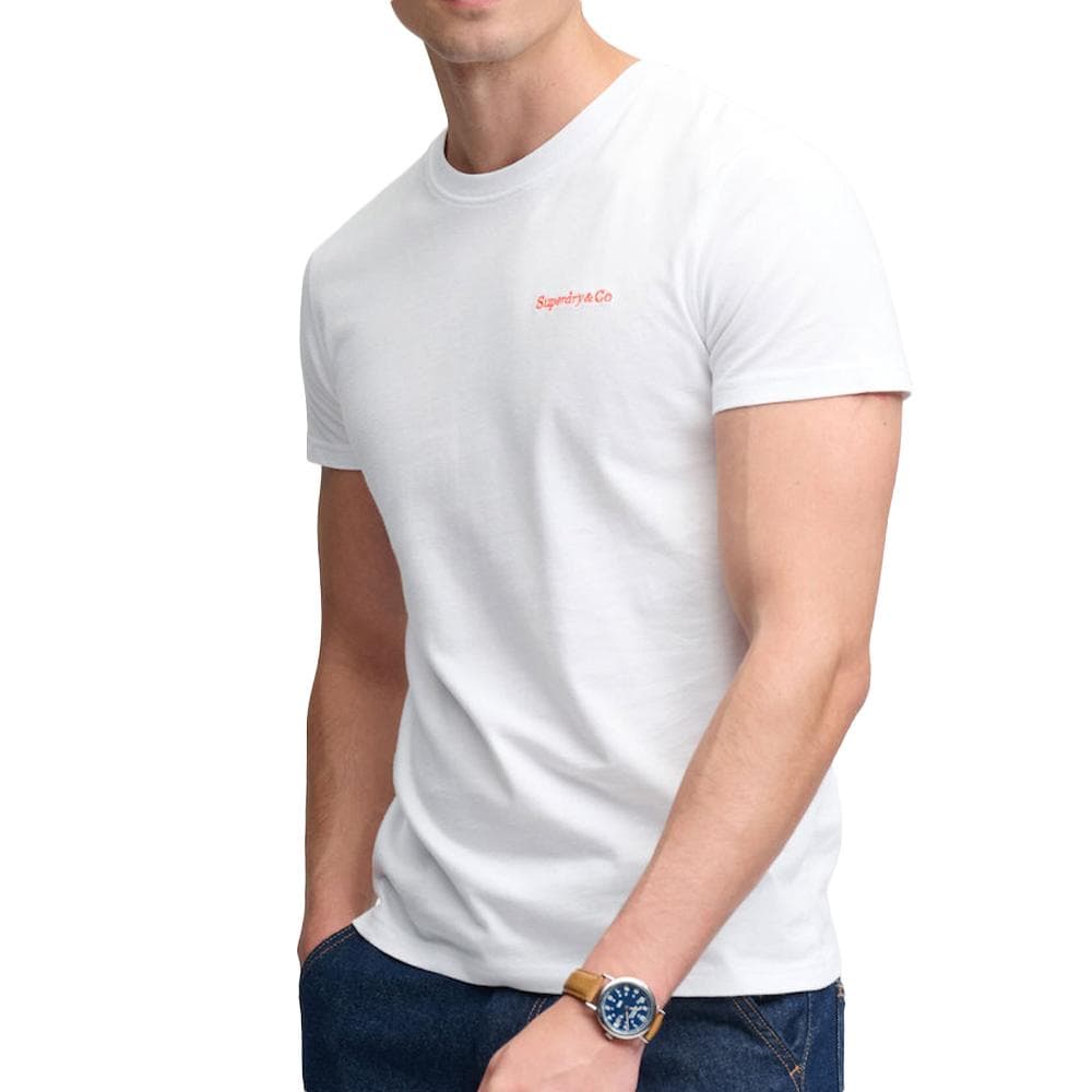 T-Shirt Blanc/Orange Homme Superdry Essential 1