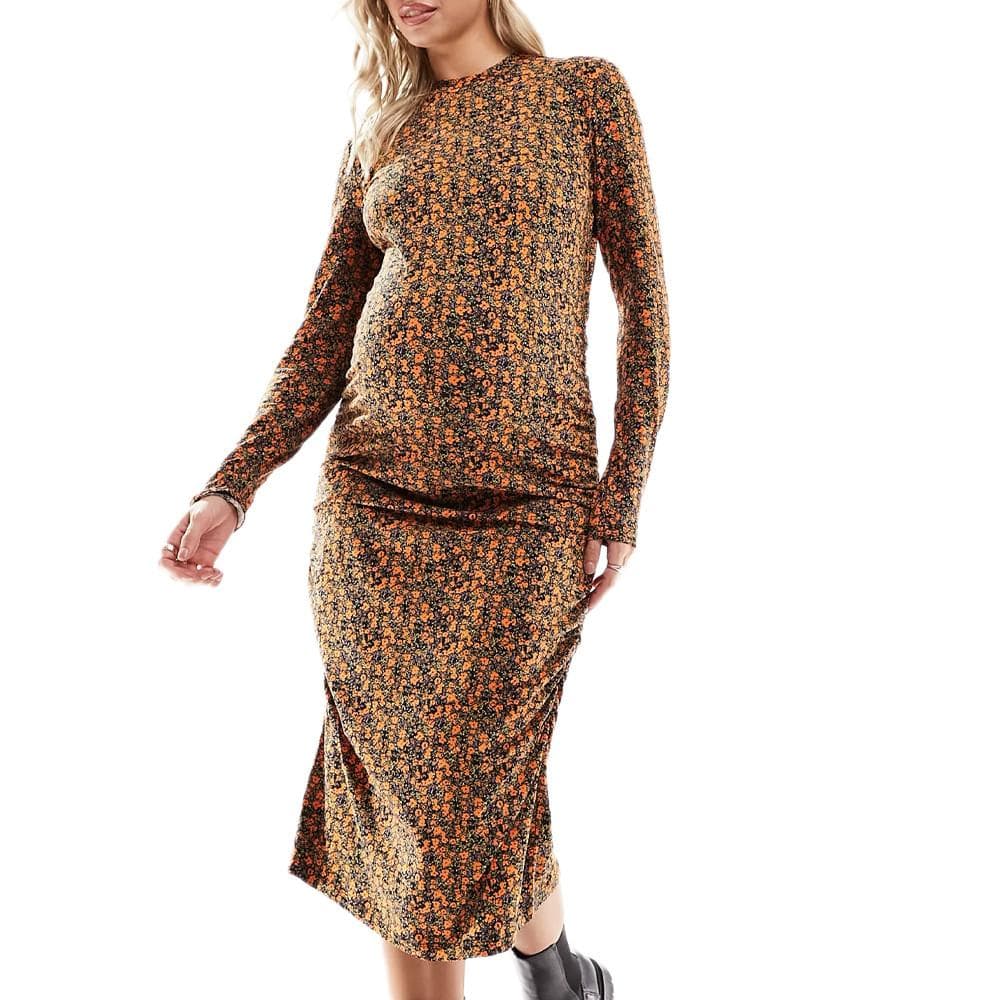 Robe Orange/Noir Femme Mamalicious Laura 1