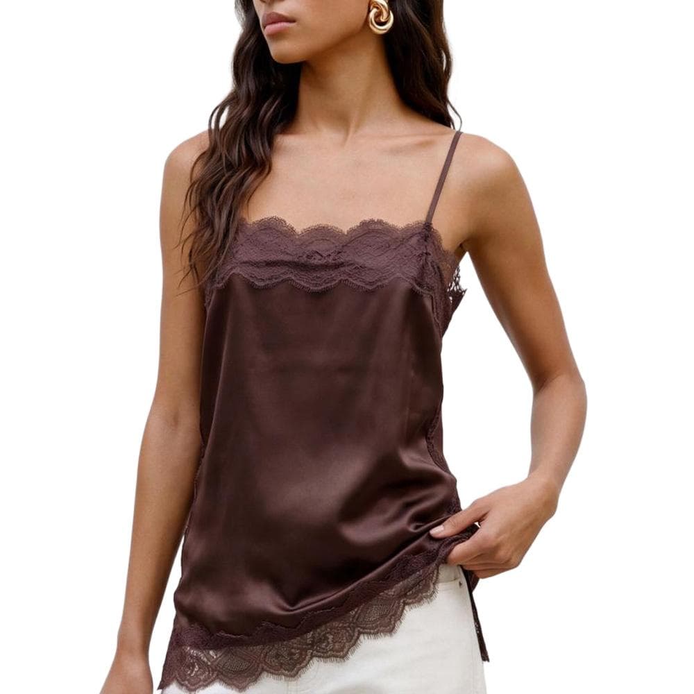Débardeur Marron Femme Vero Moda Lace Singlet 1