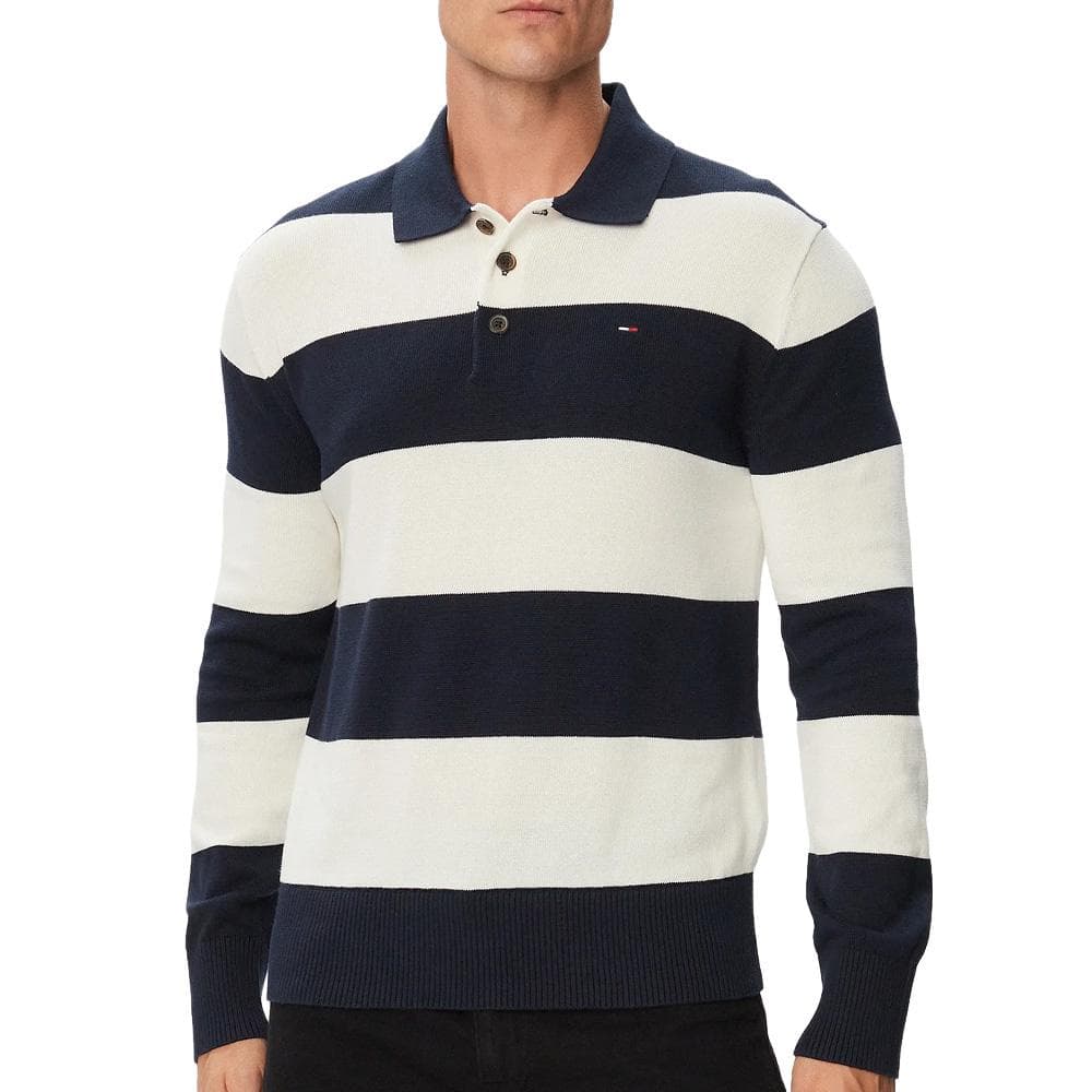 Polo Beige/Marine Homme Tommy Hilfiger Slim Essential 1