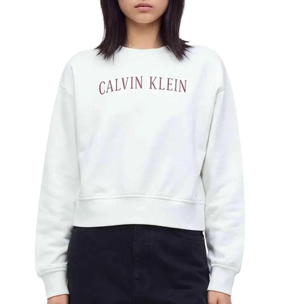 Sweat Blanc Femme Calvin Klein Jeans Ls Cropped 1