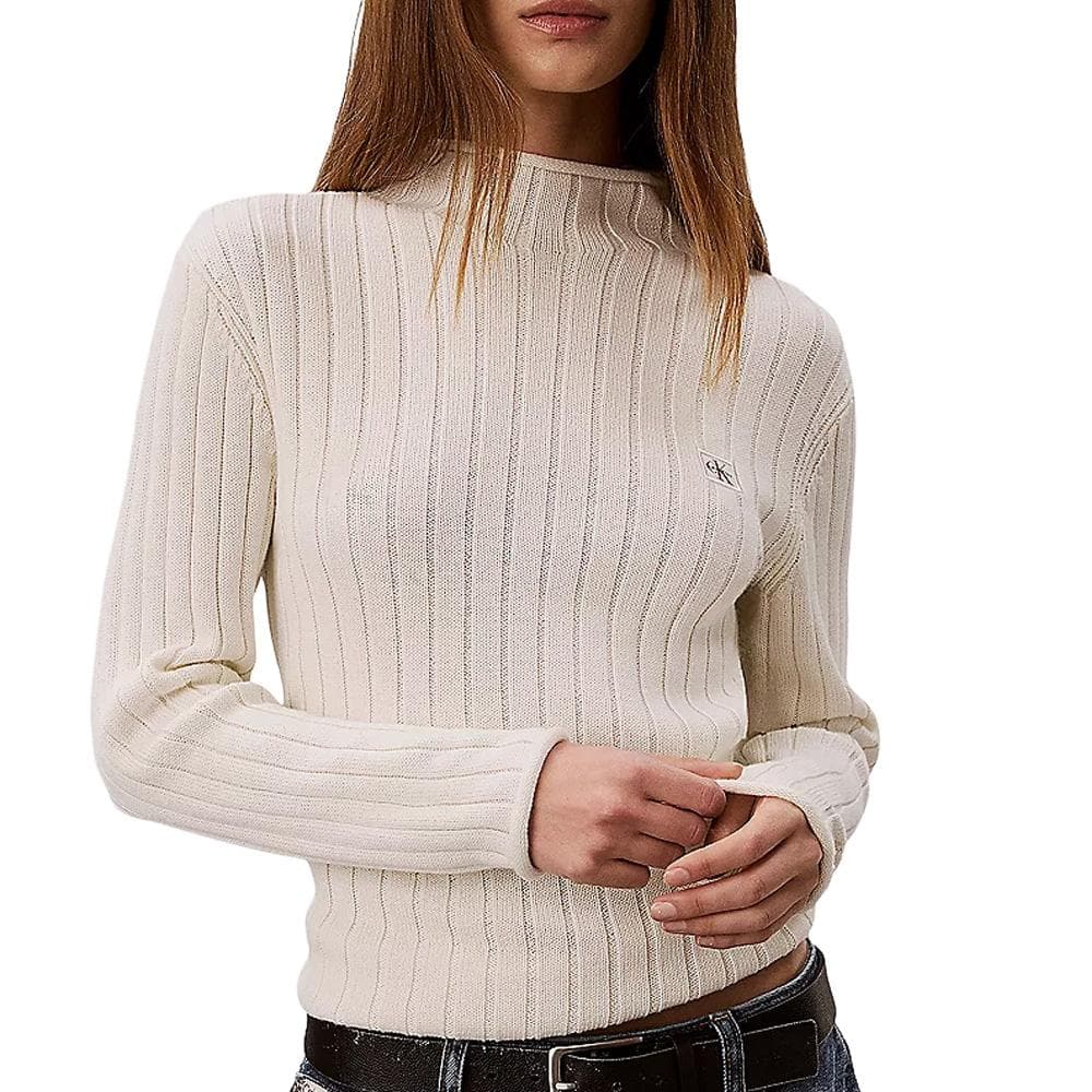 Pull Beige Femme Calvin Klein Jeans Woven Label 1