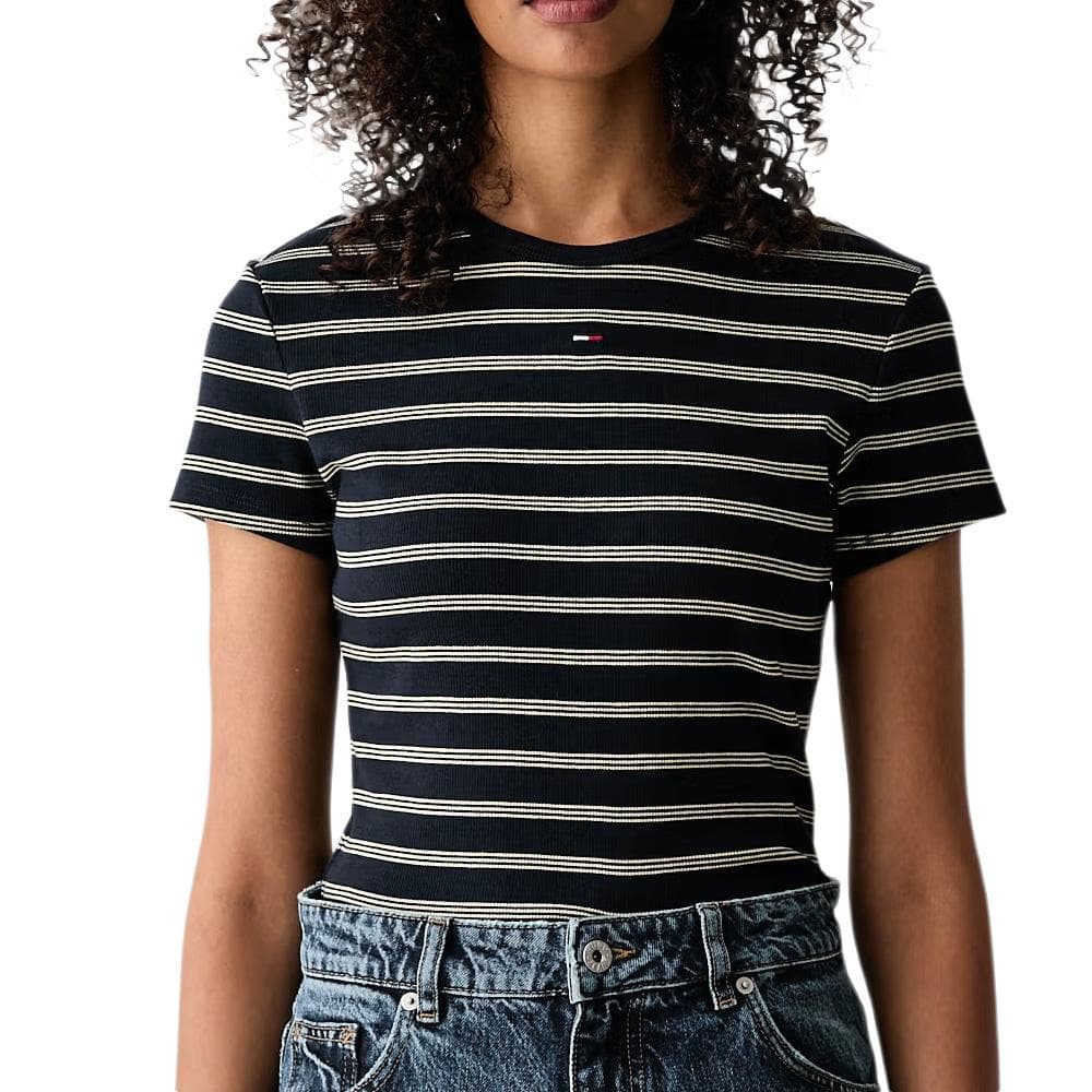 T-shirt Noir/Blanc Femme Tommy Hilfiger Slim 1