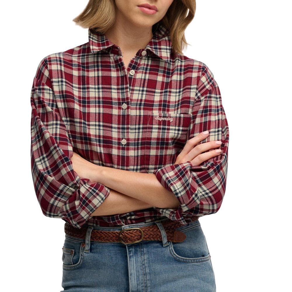 Chemise À Carreaux Bordeaux/Marine Femme Superdry Check 1