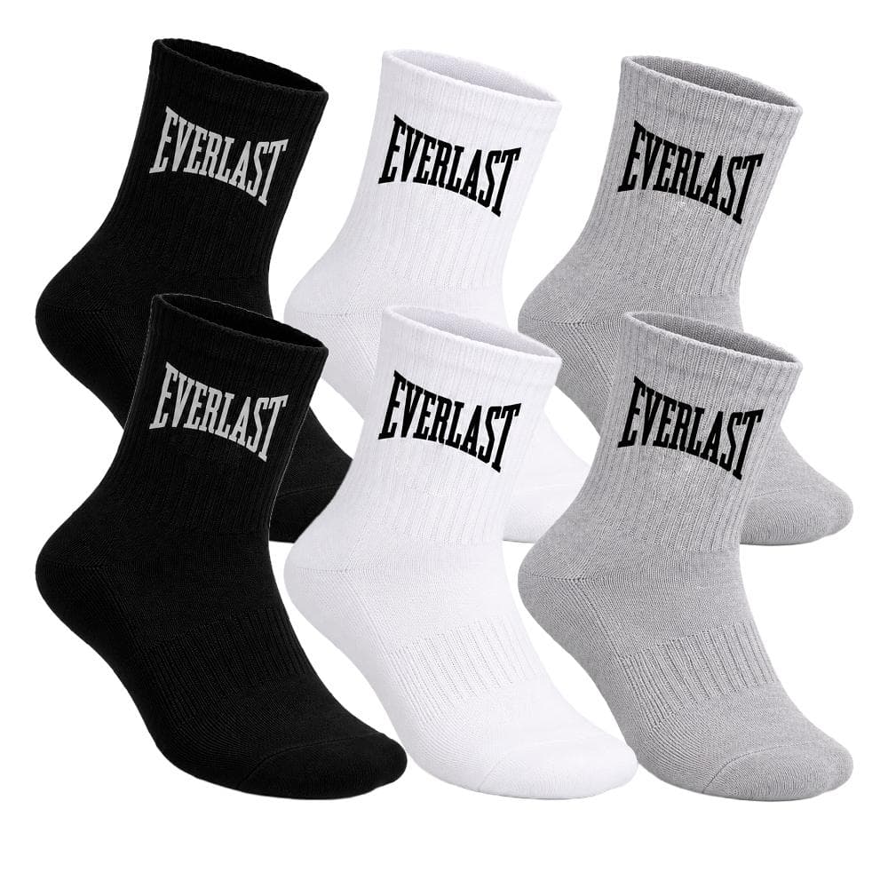 Lot de 6 Paires de chaussettes Noires/Grises/Blanches Homme Everlast EL062 1