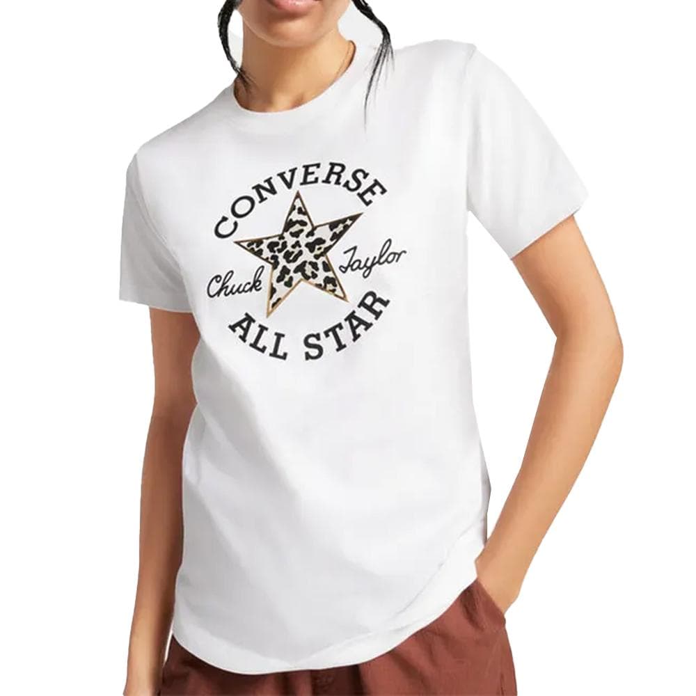 T-shirt Blanc Femme Converse Chuck Patch Leopard 1