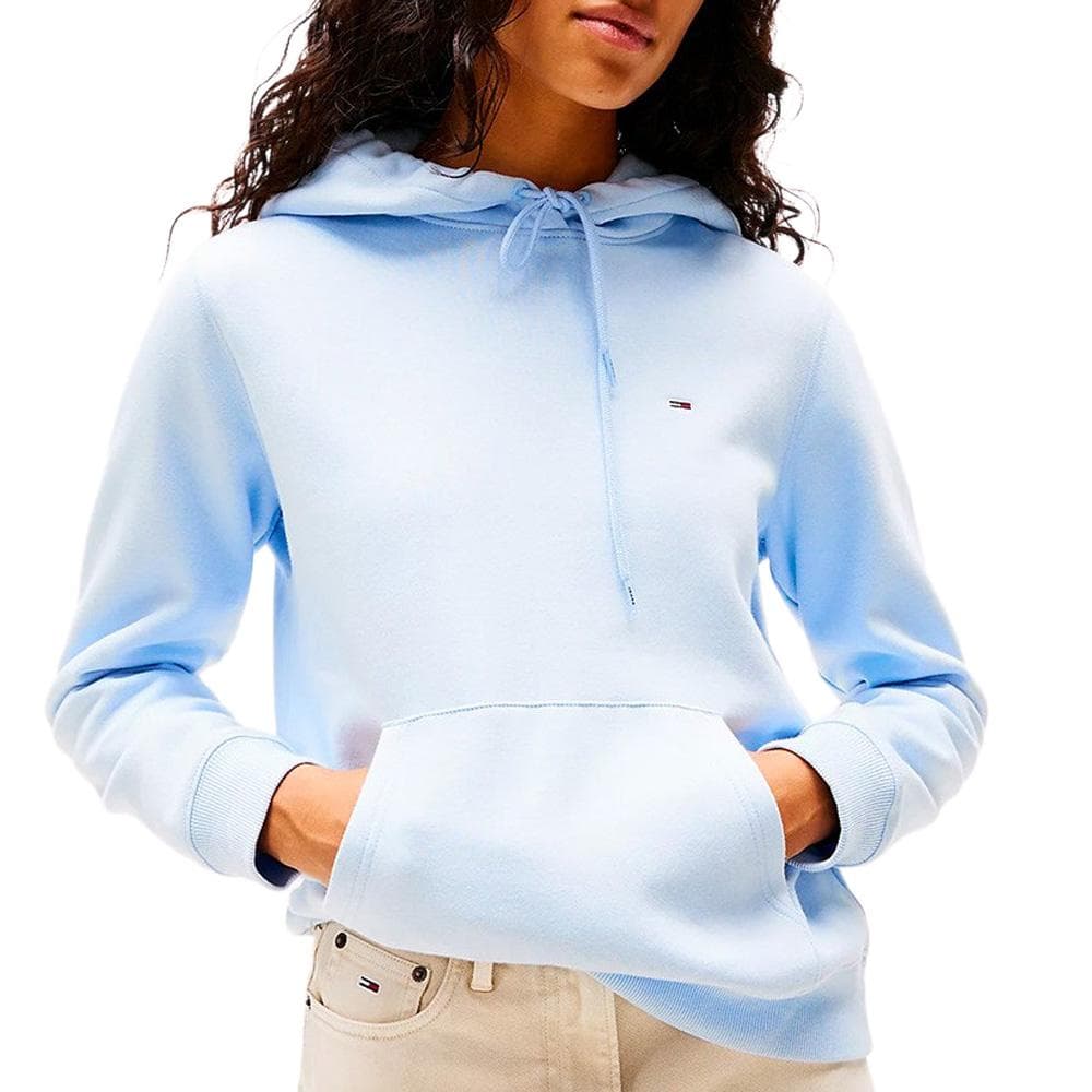 Sweat à Capuche Bleu Clair Femme Tommy Hilfiger Flag1 1