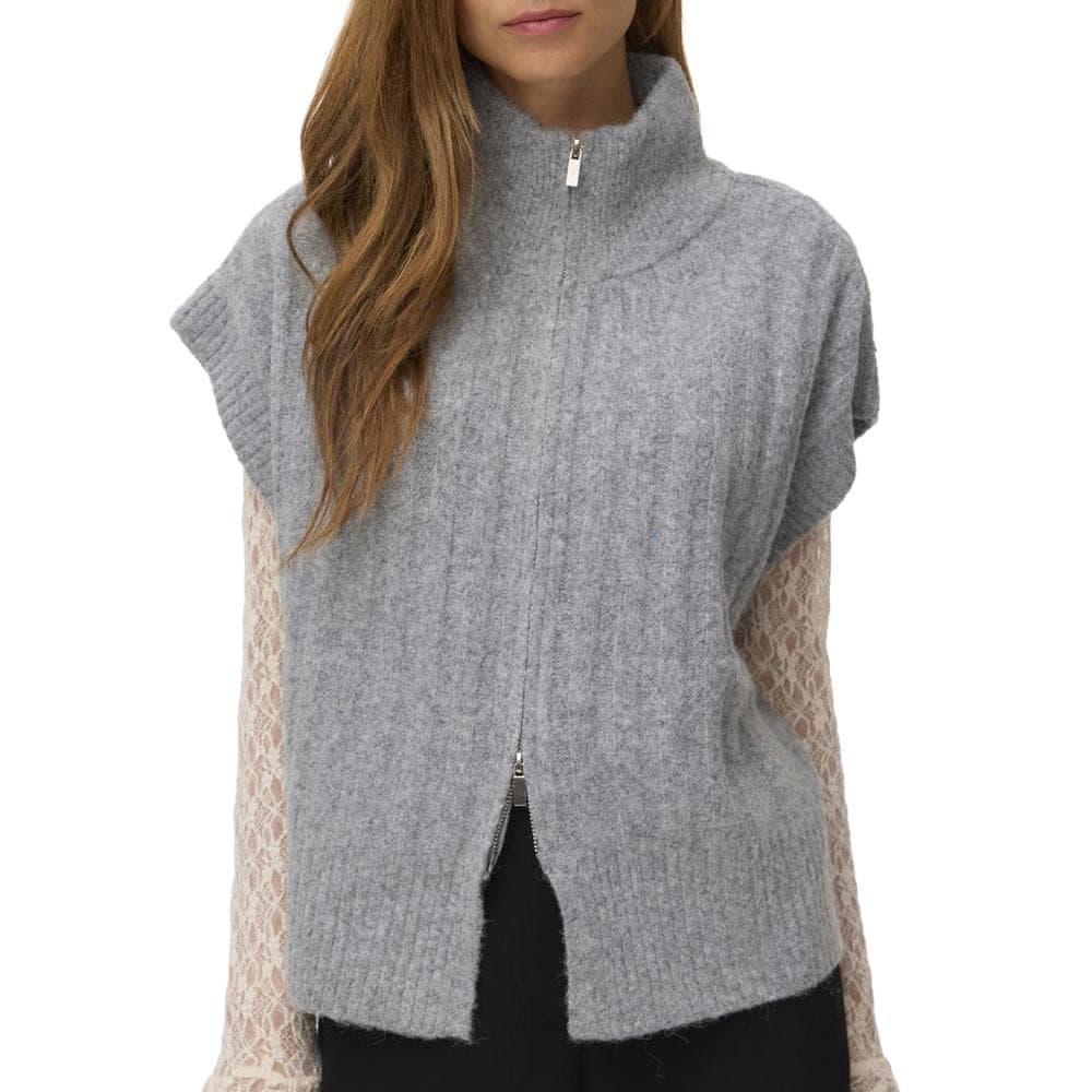 Gilet sans manches maille femme Gris Vero Moda Highneck 1