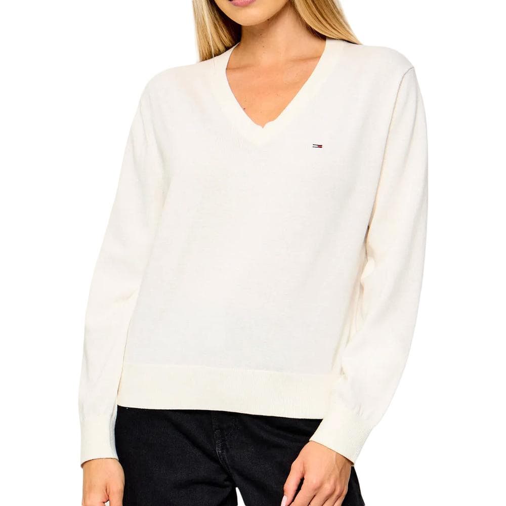 Pull Blanc Femme Tommy Hilfiger Essential Vneck 1
