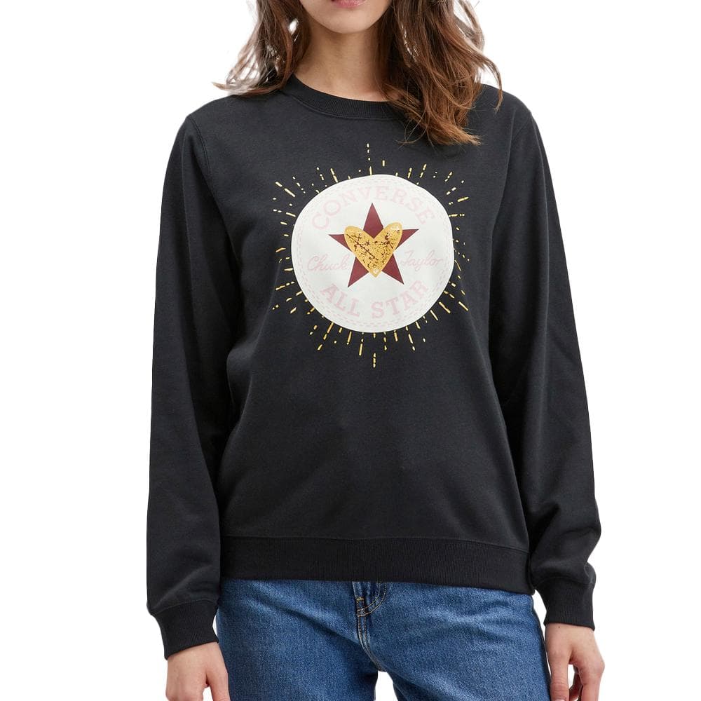 Sweat Noir Femme Converse Radiating 1