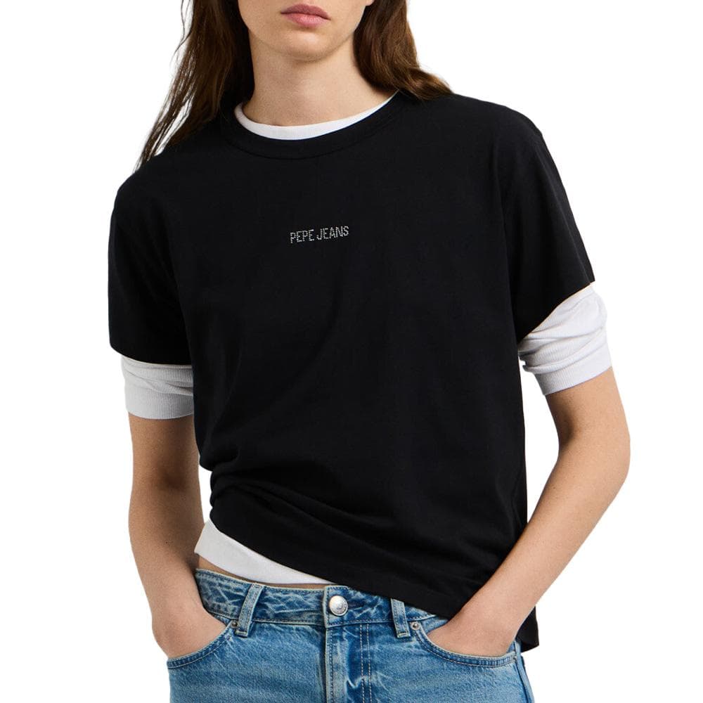 T-Shirt Noir Femme Pepe jeans Bema 1