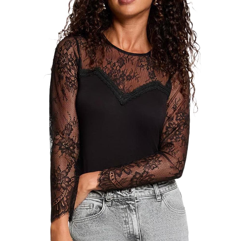T-Shirt Manches Longues Noir Femme Morgan TYA 1