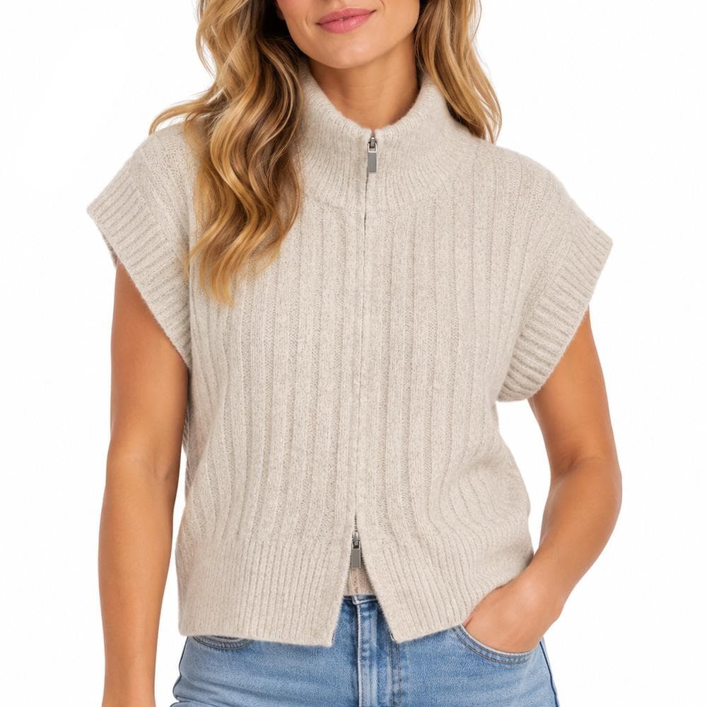 Gilet sans manches maille Beige Femme Vero Moda Highneck 1