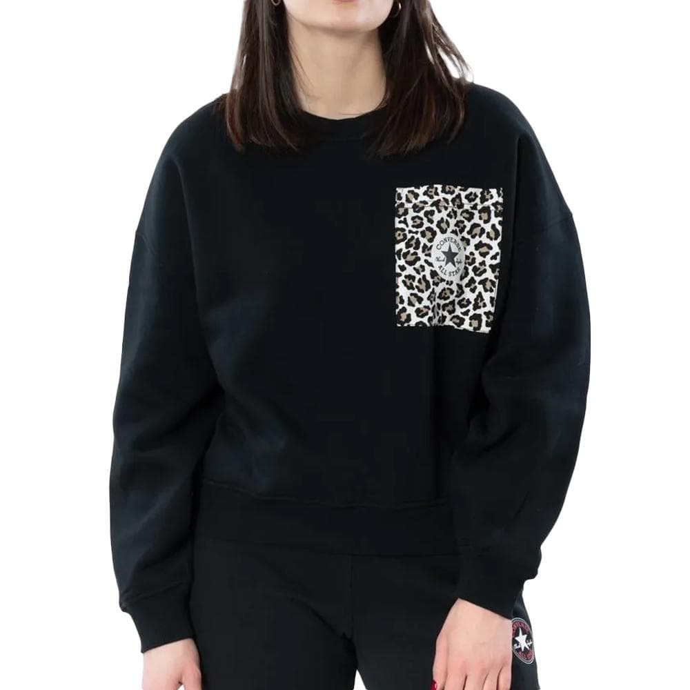 Sweat Noir Femme Converse Leopard 1