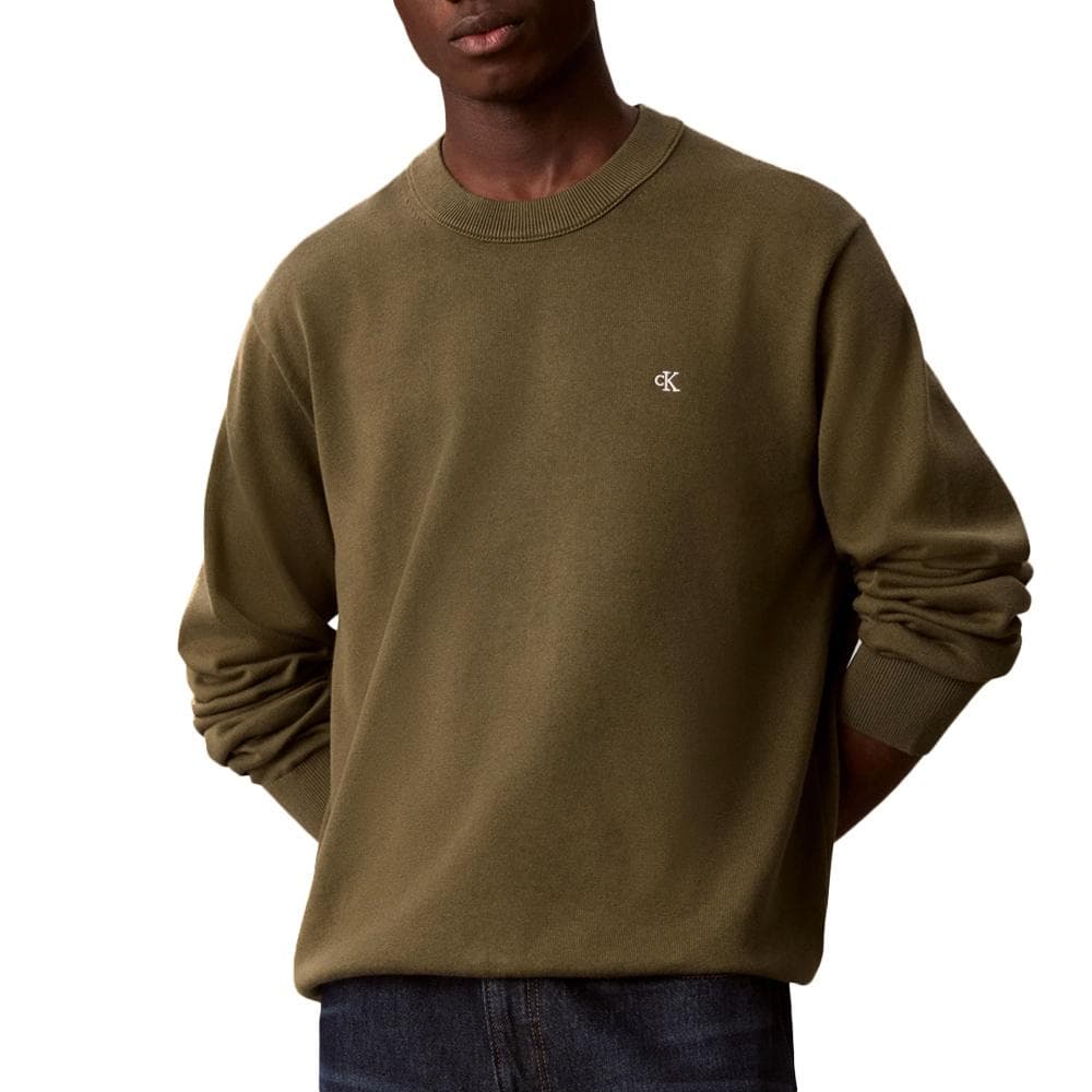 Pull Kaki Homme Calvin Klein Jeans Crwn 1