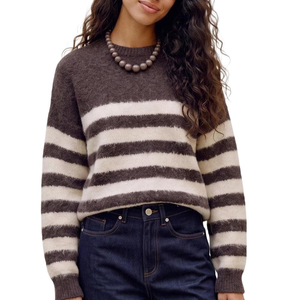 Pull rayé Marron Femme Vero Moda Fotove Stripe 1