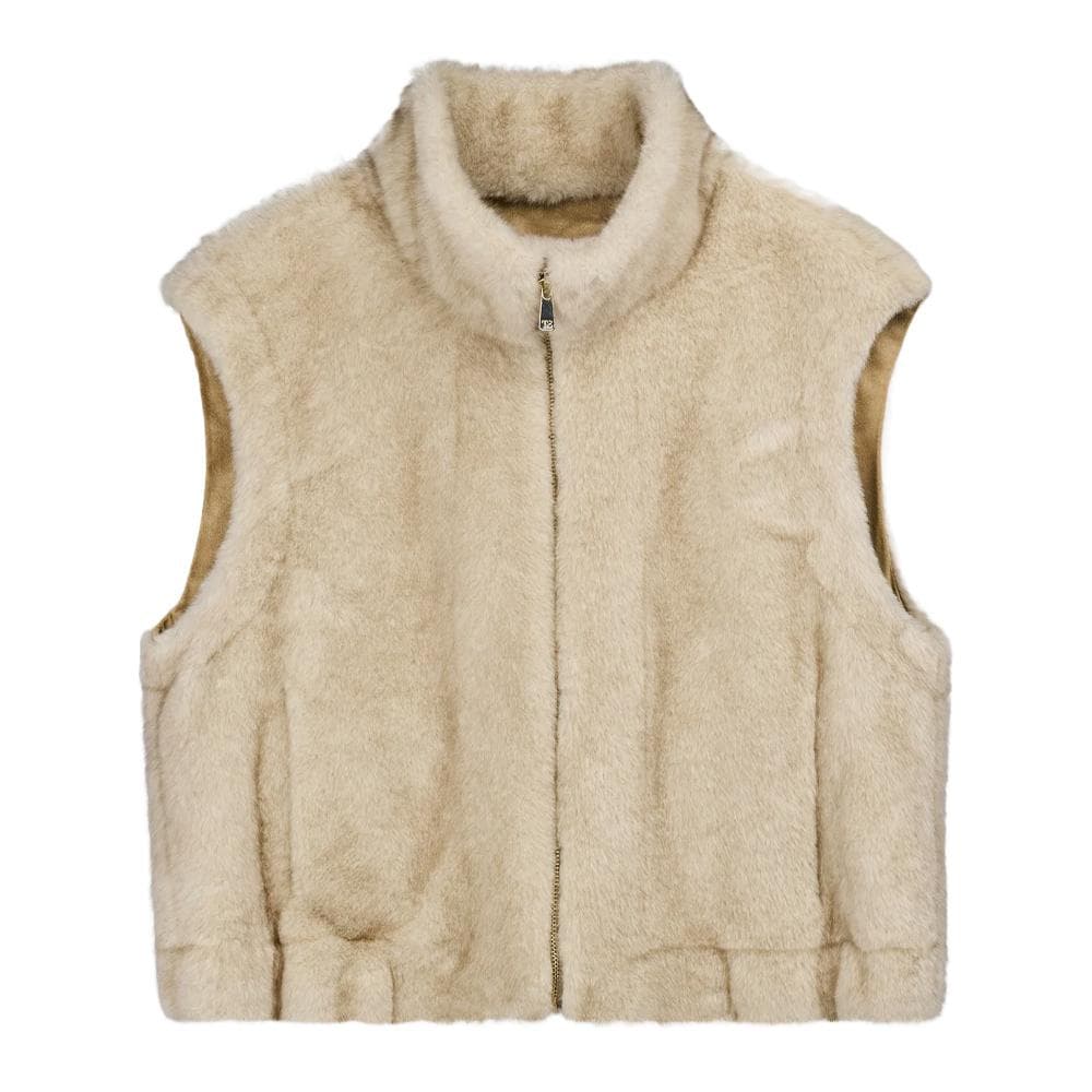 Gilet sans manches effet fourrure Beige femme Teddy Smith lou 1