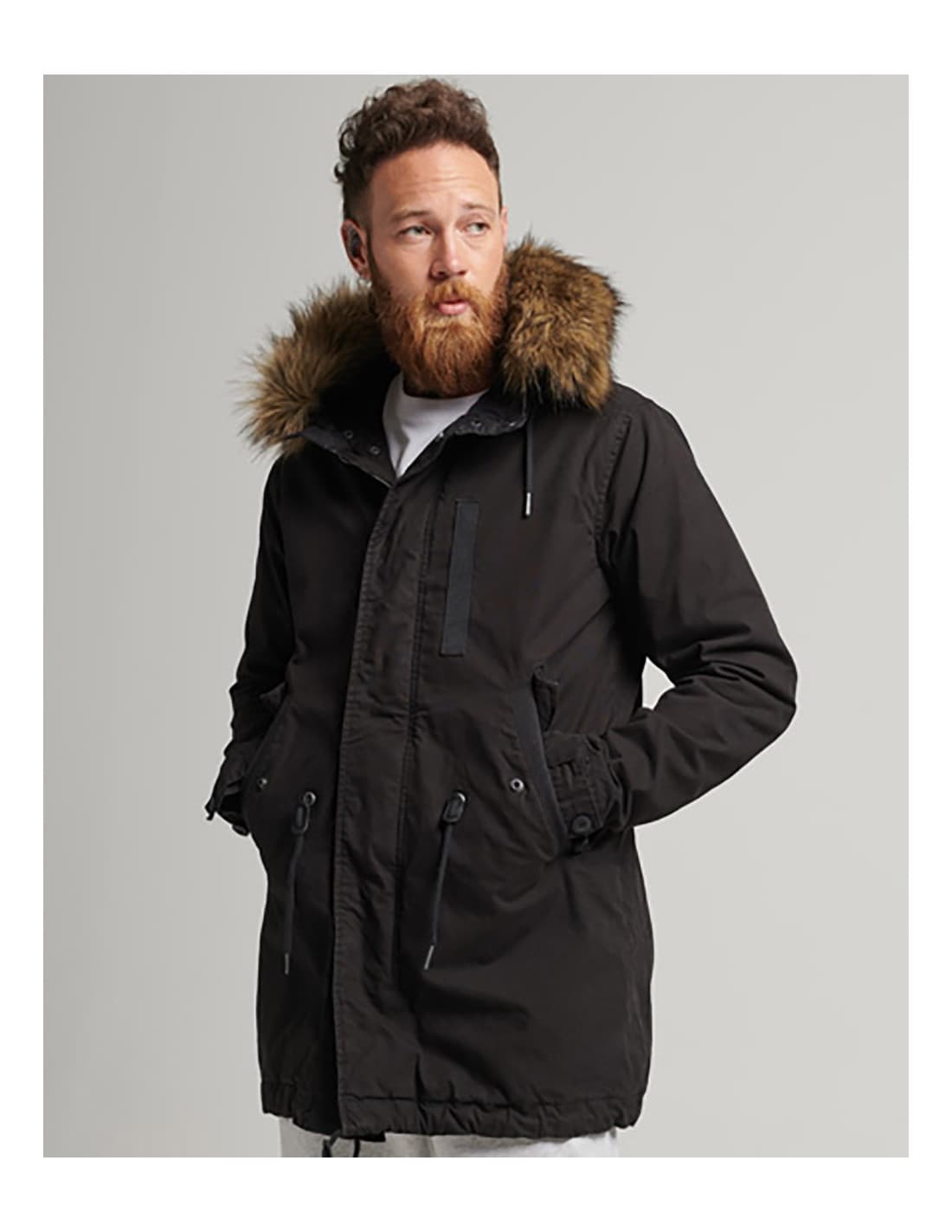 Veste parka vintage militaire SUPERDRY en fausse fourrure 1