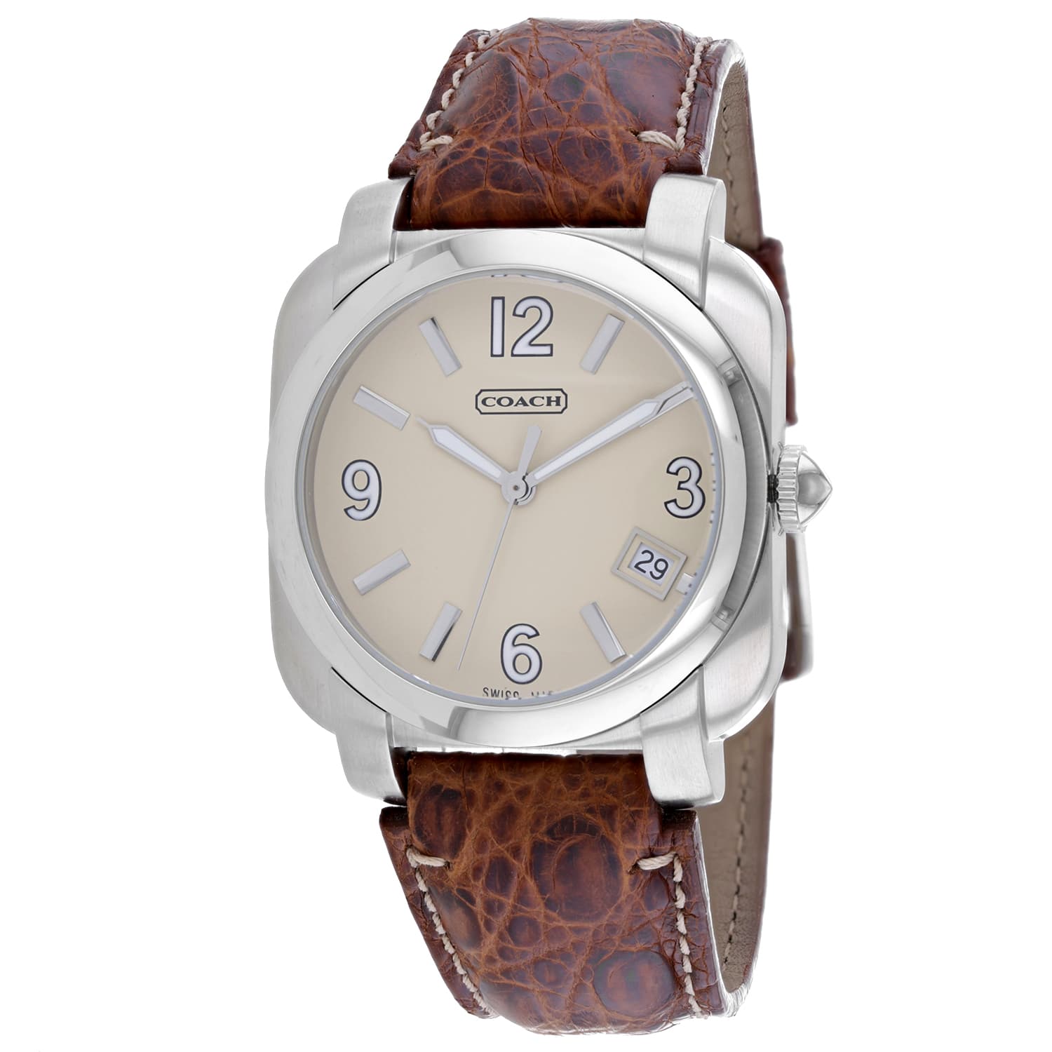 Coach Men's Brown Leather Silver Quartz 1