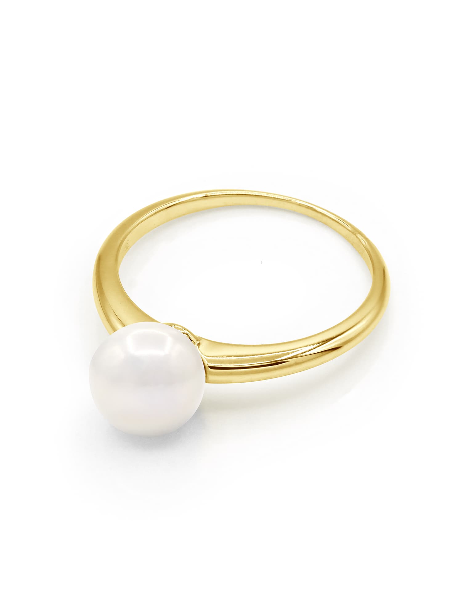 Bague Jonc Véritable Perle d'Eau Douce Ronde 7-8 mm — Or Blanc 375 Millièmes 1