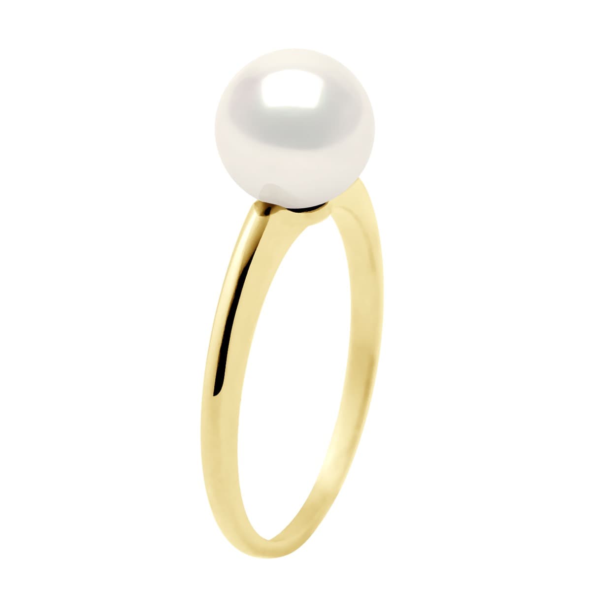 Bague Jonc Véritable Perle d'Eau Douce Ronde 7-8 mm — Or Blanc 375 Millièmes 2