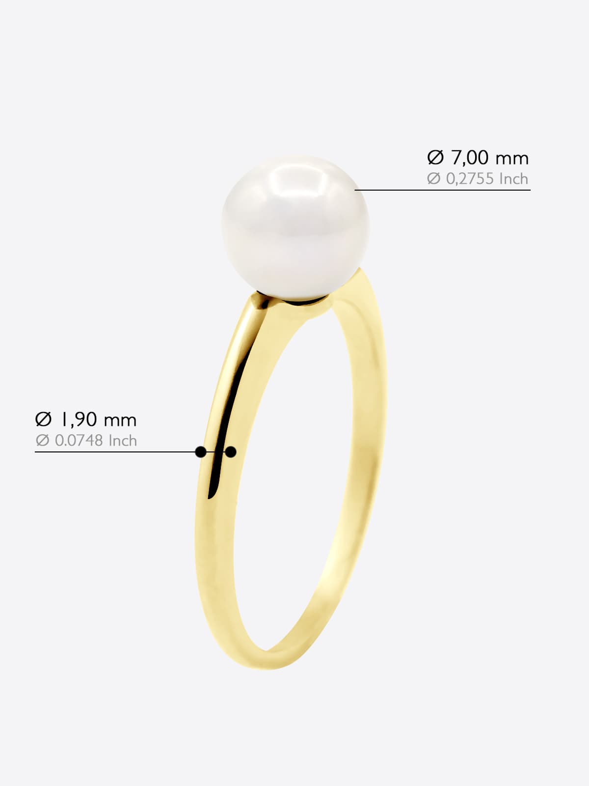 Bague Jonc Véritable Perle d'Eau Douce Ronde 7-8 mm — Or Blanc 375 Millièmes 5