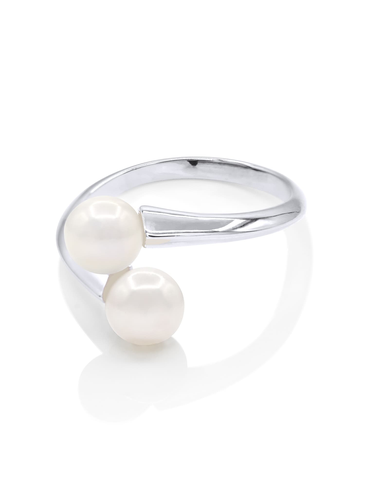Bague Toi & Moi Véritables Perles d'Eau Douce Rondes 6-7 mm — Argent 925 Millièmes Rhodié 1