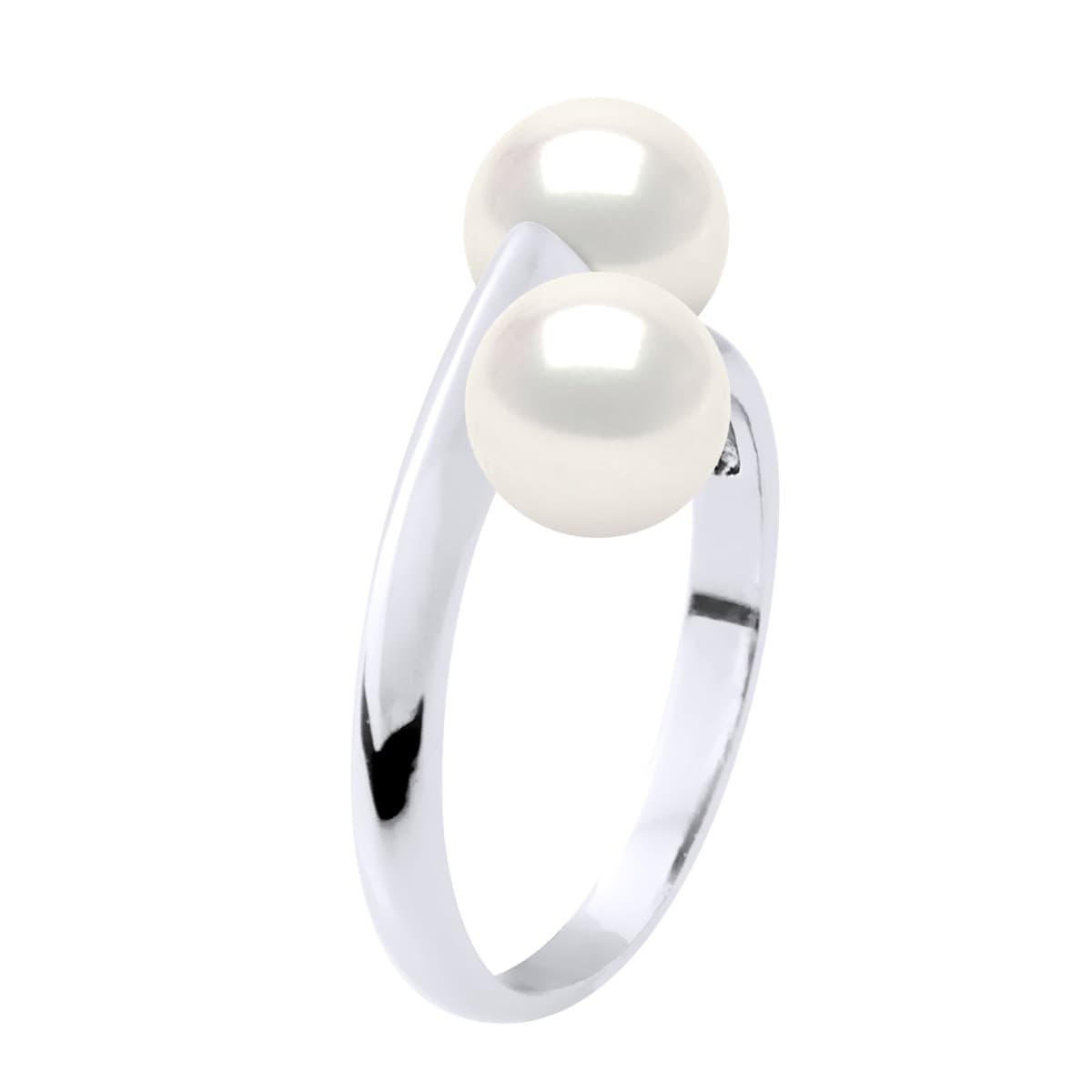 Bague Toi & Moi Véritables Perles d'Eau Douce Rondes 6-7 mm — Argent 925 Millièmes Rhodié 3