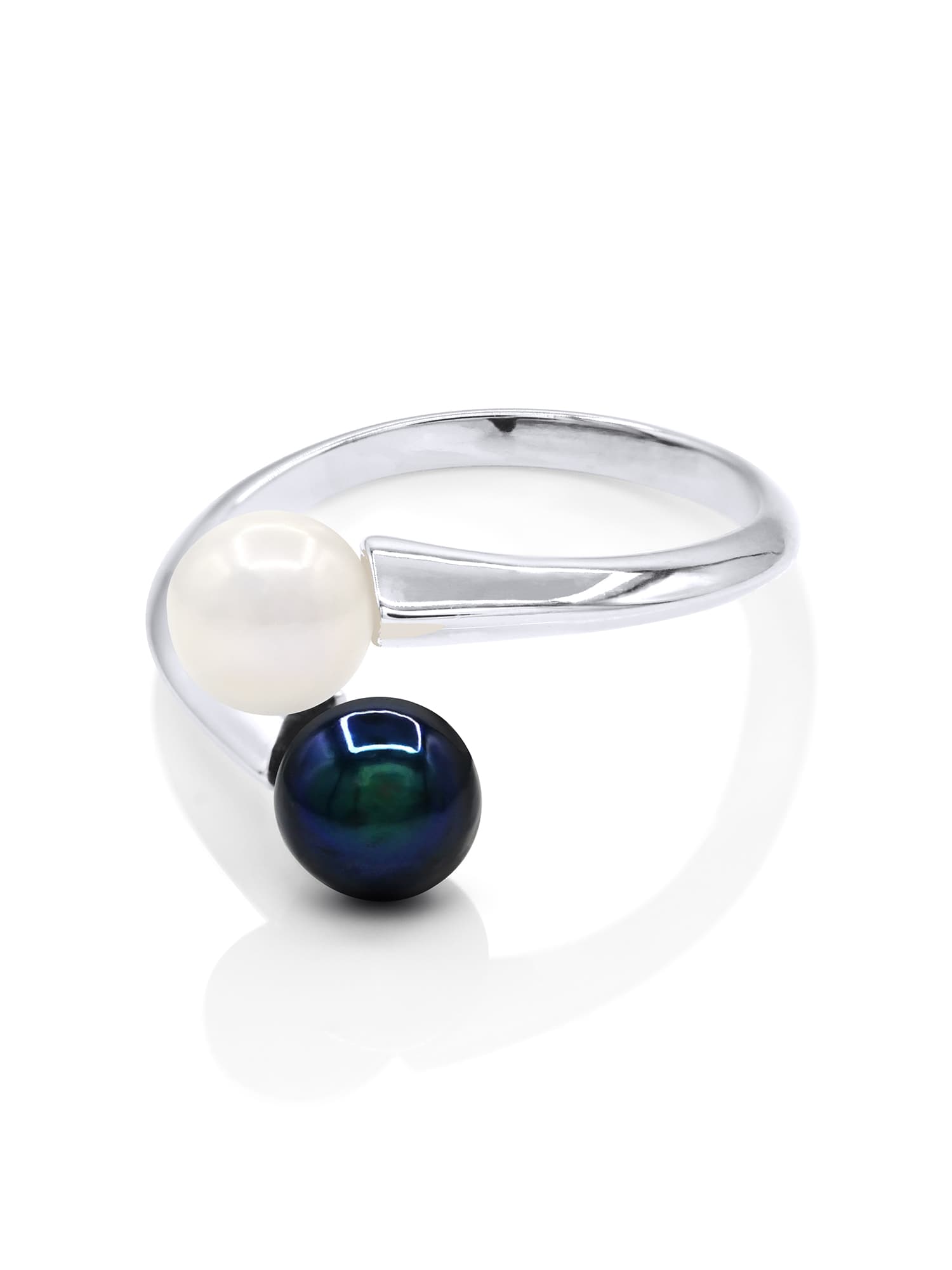Bague Toi & Moi Véritables Perles d'Eau Douce Rondes 6-7 mm — Argent 925 Millièmes Rhodié 1