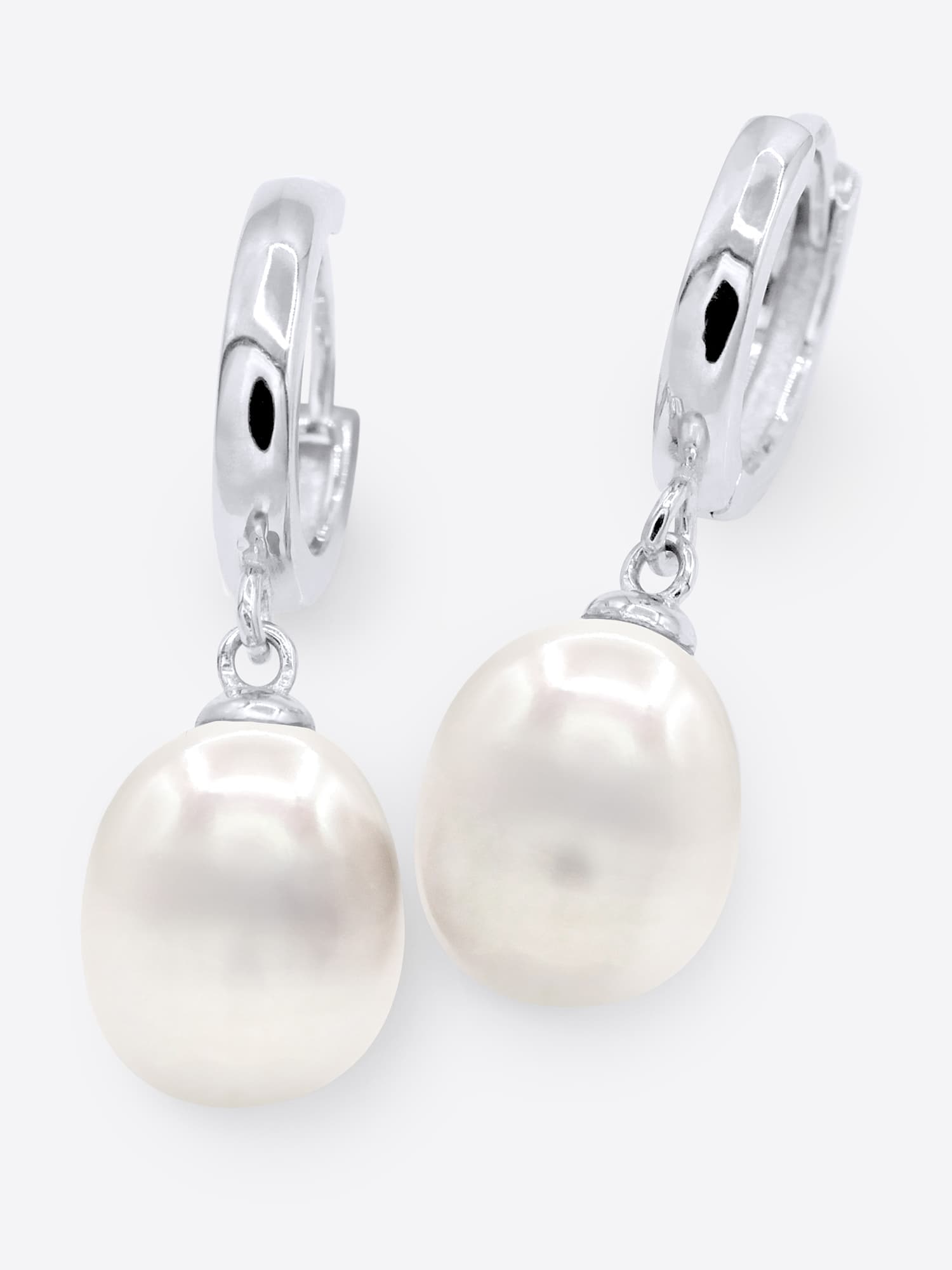 Boucles d'Oreilles Véritables Perles d'Eau Douce Poires 8-9 mm — Argent 925 Millièmes Rhodié 1